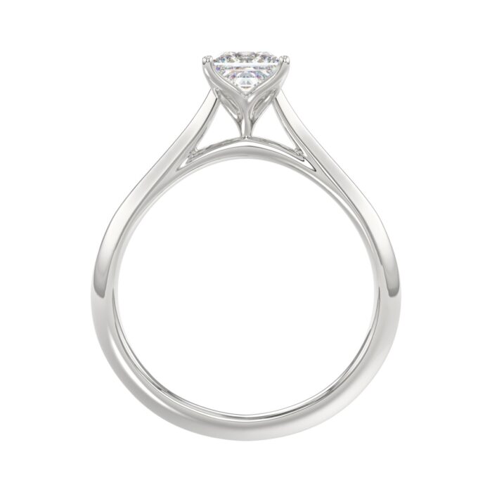 LADIES SOLITAIRE RING 1CT PRINCESS DIAMOND 14K WHITE GOLD - Image 2