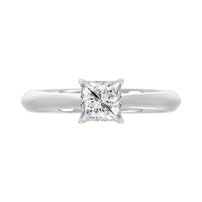 LADIES SOLITAIRE RING 1CT PRINCESS DIAMOND 14K WHITE GOLD - Image 5