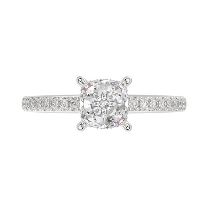 14K WHITE GOLD 1 3/4CT ROUND/CUSHION DIAMOND LADIES RING (CENTER STONE CUSHION DIAMOND 1 1/2CT) - Image 5