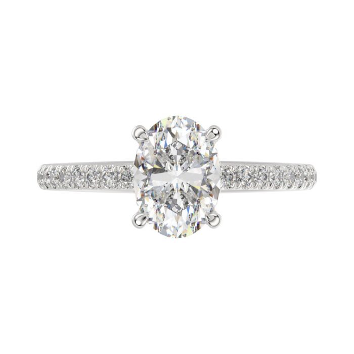 14K WHITE GOLD 1 3/4CT ROUND/OVAL DIAMOND LADIES RING (CENTER STONE OVAL DIAMOND 1 1/2CT) - Image 5