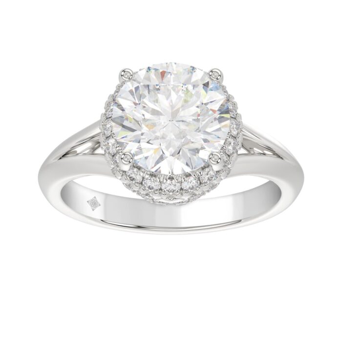 LADIES RING 3 3/8CT ROUND DIAMOND 14K WHITE GOLD (CENTER STONE ROUND DIAMOND 3CT ) - Image 1