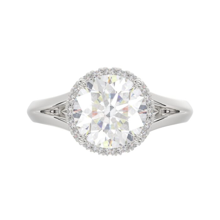 LADIES RING 3 3/8CT ROUND DIAMOND 14K WHITE GOLD (CENTER STONE ROUND DIAMOND 3CT ) - Image 5