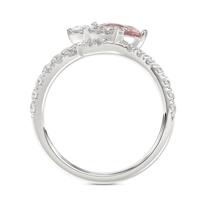 ETERNAL BLUSH COLLECTION 14K WHITE GOLD 1 3/4CT ROUND/PEAR/PINK PEAR DIAMOND LADIES RING (CENTER STONE PINK PEAR DIAMOND 1.00CT) - Image 2