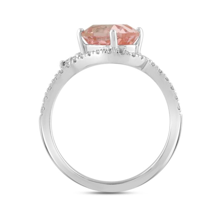 ETERNAL BLUSH COLLECTION 14K WHITE GOLD 2 1/4CT ROUND/MARQUISE/OVAL DIAMOND LADIES RING (CENTER STONE PINK OVAL DIAMOND 1 1/2CT) - Image 2