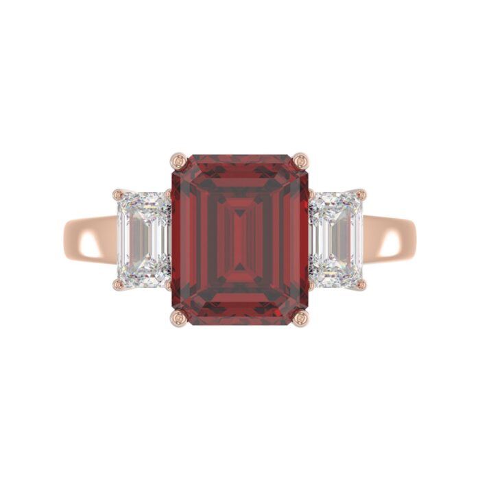 14K ROSE GOLD 5 1/3CT EMERALD DIAMOND LADIES RING (EMERALD RUBY) - Image 5