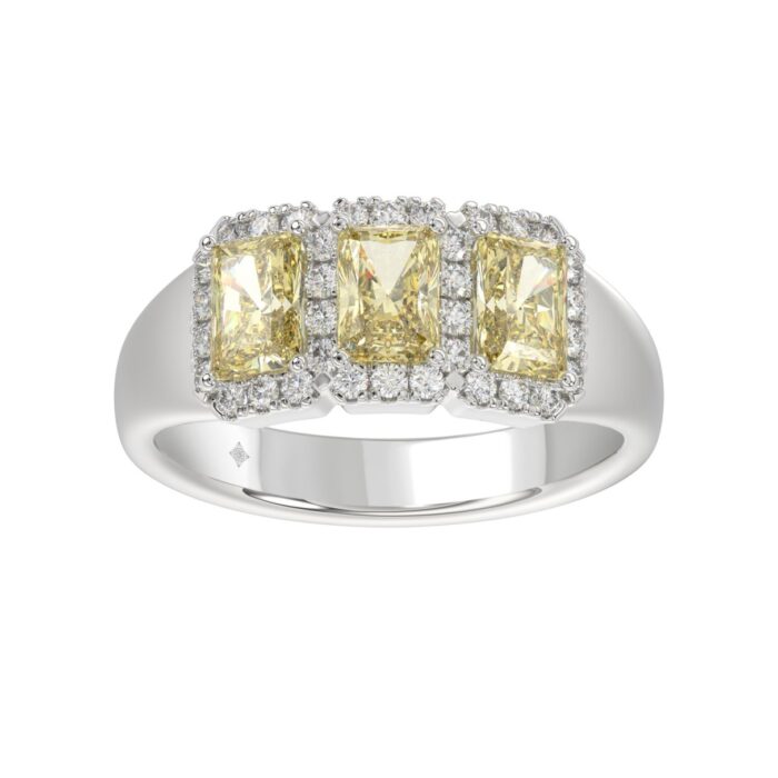 14K WHITE GOLD 1 3/4CT ROUND/RADIANT YELLOW DIAMOND LADIES RING - Image 1
