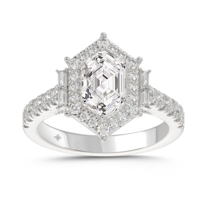 20909484_EC-127788W-1214x1214.jpg 14K WHITE GOLD 2 1/4CT ROUND/BAGUETTE/HEXAGON DIAMOND LADIES RING - Image 1