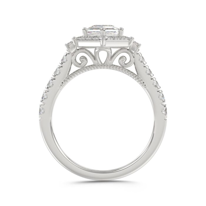 14K WHITE GOLD 2 1/4CT ROUND/BAGUETTE/HEXAGON DIAMOND LADIES RING - Image 5