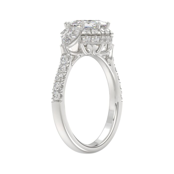 14K WHITE GOLD 2.00CT ROUND/PEAR/OCTAGON STEP CUT DIAMOND LADIES RING - Image 3