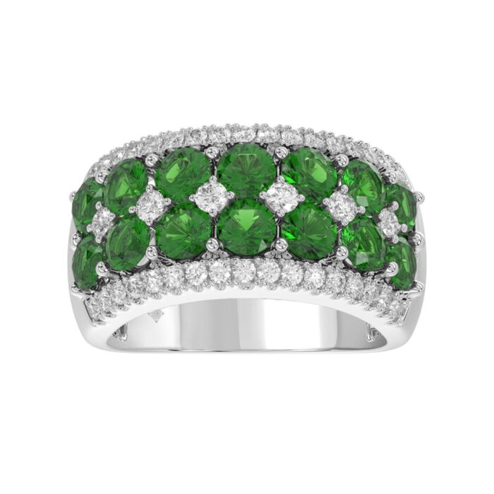 14K WHITE GOLD 4.00CT ROUND DIAMOND LADIES RING (CENTER STONE ROUND EMERALD DIAMOND 3 1/2CT) - Image 1