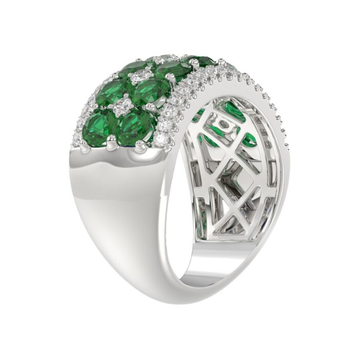 14K WHITE GOLD 4.00CT ROUND DIAMOND LADIES RING (CENTER STONE ROUND EMERALD DIAMOND 3 1/2CT) - Image 3