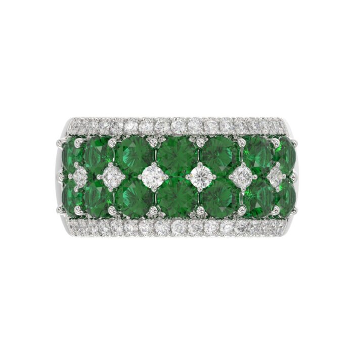 14K WHITE GOLD 4.00CT ROUND DIAMOND LADIES RING (CENTER STONE ROUND EMERALD DIAMOND 3 1/2CT) - Image 5