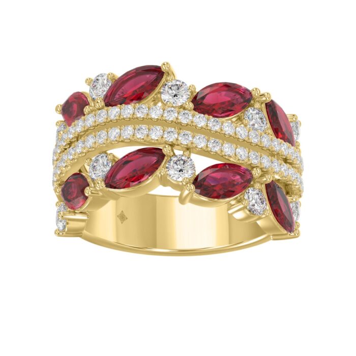 20909510_EC-113604Y-1214x1214.jpg 14K YELLOW GOLD 2.00CT ROUND/MARQUISE DIAMOND LADIES RING (RUBY DIAMOND 1 1/2CT) - Image 1