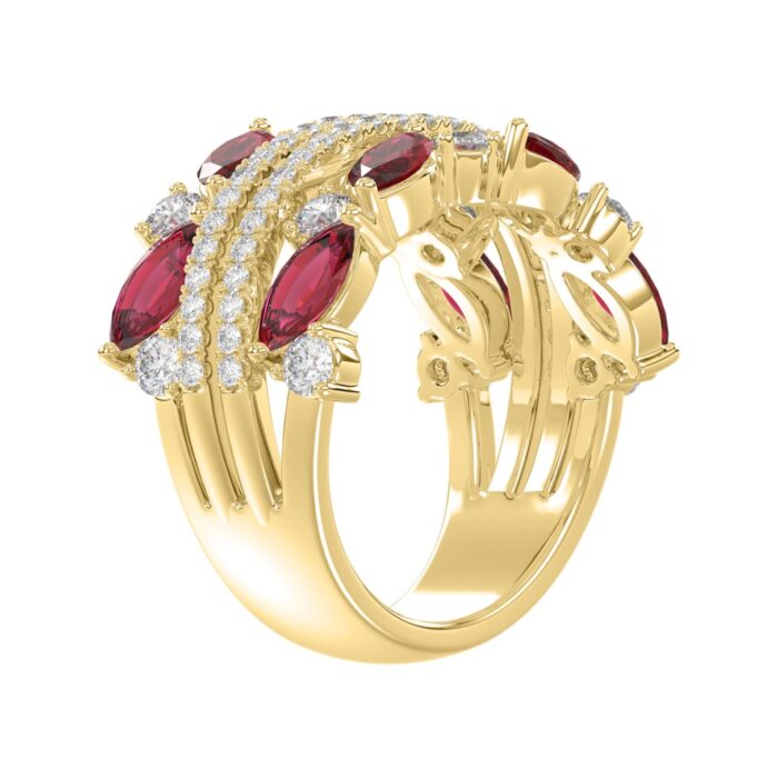 14K YELLOW GOLD 2.00CT ROUND/MARQUISE DIAMOND LADIES RING (RUBY DIAMOND 1 1/2CT) - Image 3