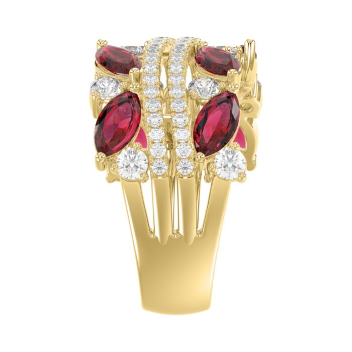 14K YELLOW GOLD 2.00CT ROUND/MARQUISE DIAMOND LADIES RING (RUBY DIAMOND 1 1/2CT) - Image 4