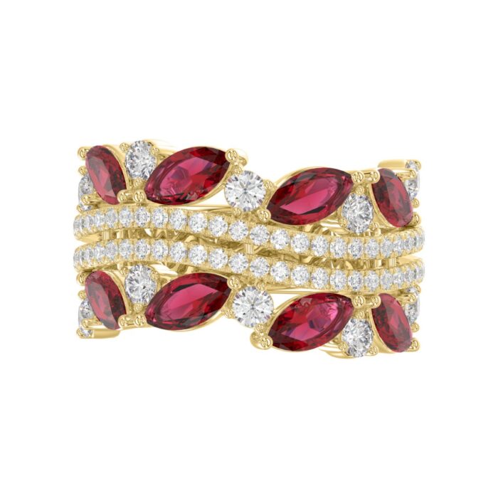 14K YELLOW GOLD 2.00CT ROUND/MARQUISE DIAMOND LADIES RING (RUBY DIAMOND 1 1/2CT) - Image 5