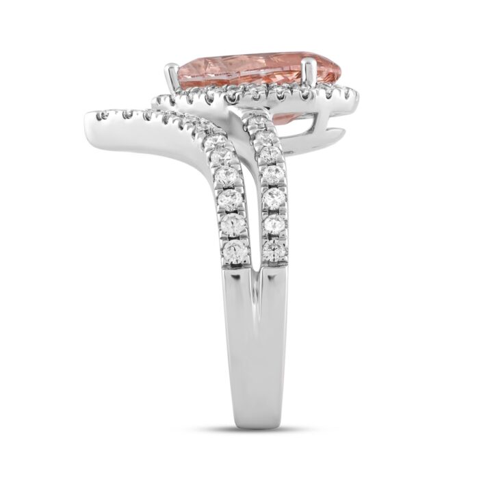 ETERNAL BLUSH COLLECTION LADIES RING 2 3/4CT ROUND/PEAR DIAMOND 14K WHITE GOLD (CENTER STONE PINK PEAR DIAMOND 2CT) - Image 3