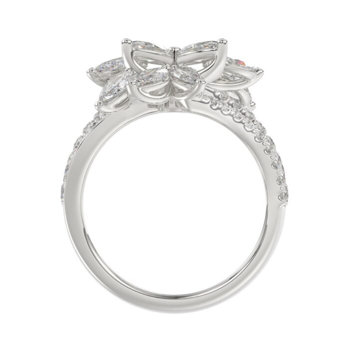 LADIES RING 2 1/4CT ROUND/MARQUISE DIAMOND 14K WHITE GOLD - Image 3