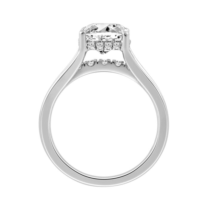 14K WHITE GOLD 2 1/2CT ROUND/CUSHION DIAMOND LADIES RING (CENTER STONE CUSHION DIAMOND 2CT) - Image 2