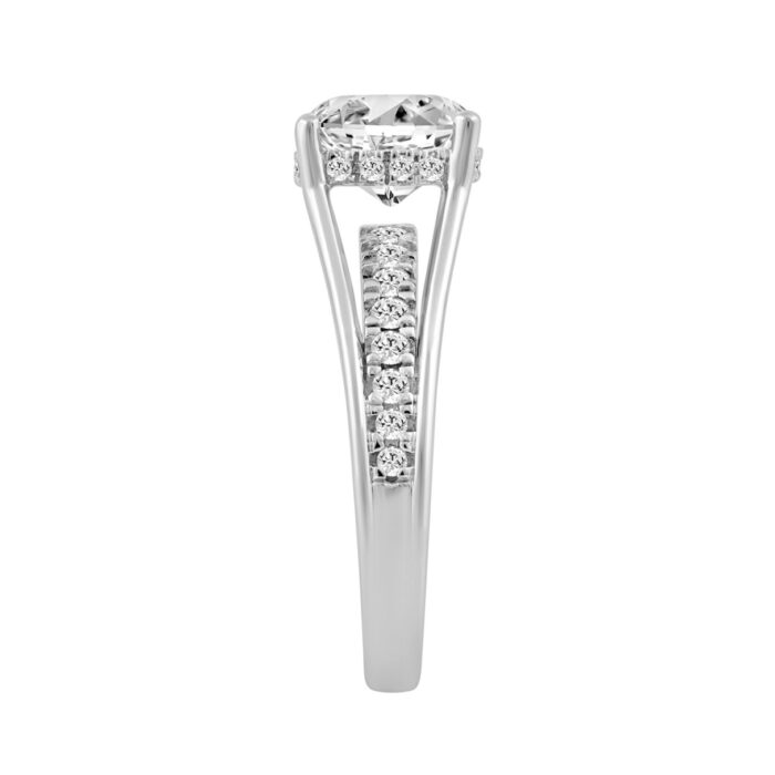 14K WHITE GOLD 2 1/2CT ROUND/CUSHION DIAMOND LADIES RING (CENTER STONE CUSHION DIAMOND 2CT) - Image 3