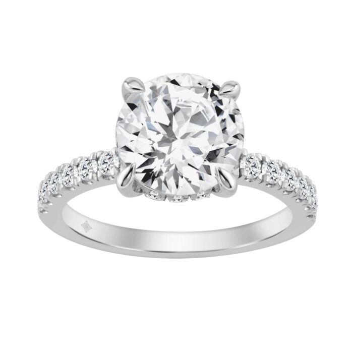 14K WHITE GOLD 3 1/2CT ROUND DIAMOND LADIES RING (CENTER STONE ROUND DIAMOND 3CT) - Image 1