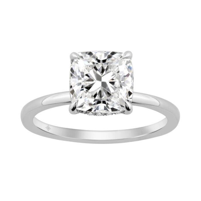14K WHITE GOLD 3.00CT ROUND/CUSHION DIAMOND LADIES RING (CENTER STONE CUSHION DIAMOND 3CT) - Image 1