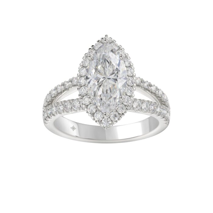14K WHITE GOLD 3.00CT ROUND/MARQUISE DIAMOND LADIES RING (CENTER STONE MARQUISE DIAMOND 2CT) - Image 1