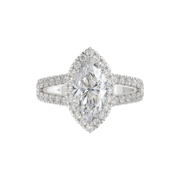 14K WHITE GOLD 3.00CT ROUND/MARQUISE DIAMOND LADIES RING (CENTER STONE MARQUISE DIAMOND 2CT) - Image 2