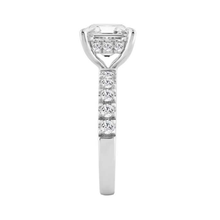 14K WHITE GOLD 4 3/4CT ROUND/CUSHION DIAMOND LADIES RING (CENTER STONE CUSHION DIAMOND 4CT) - Image 3