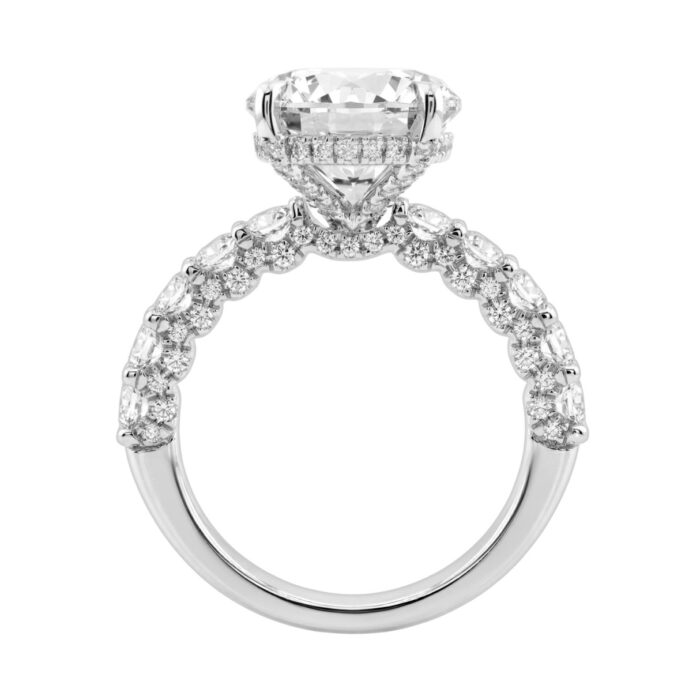 14K White Gold 5 1/2Ct Round Diamond Engagement Ring Women Bridal Wedding Ring 4Ct Round Center Stone (Color F-G -Clarity Vs1/Vs2) - Image 2