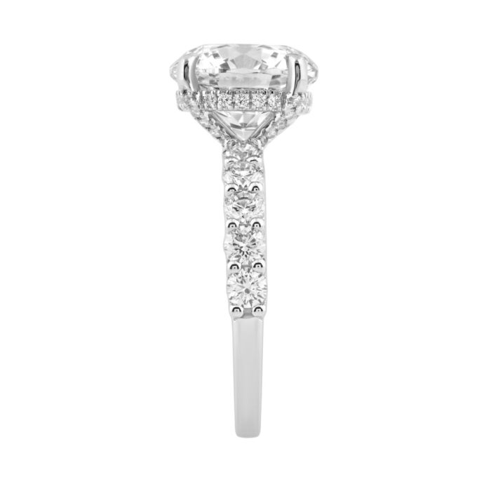 14K White Gold 5 1/2Ct Round Diamond Engagement Ring Women Bridal Wedding Ring 4Ct Round Center Stone (Color F-G -Clarity Vs1/Vs2) - Image 3