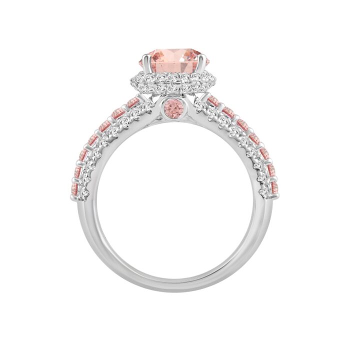 ETERNAL BLUSH COLLECTION LADIES RING 3 1/4CT ROUND/PEAR DIAMOND 14K WHITE GOLD (CENTER STONE PINK PEAR DIAMOND 2CT) - Image 3