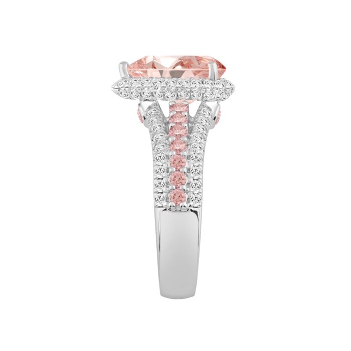 ETERNAL BLUSH COLLECTION LADIES RING 3 1/4CT ROUND/PEAR DIAMOND 14K WHITE GOLD (CENTER STONE PINK PEAR DIAMOND 2CT) - Image 2