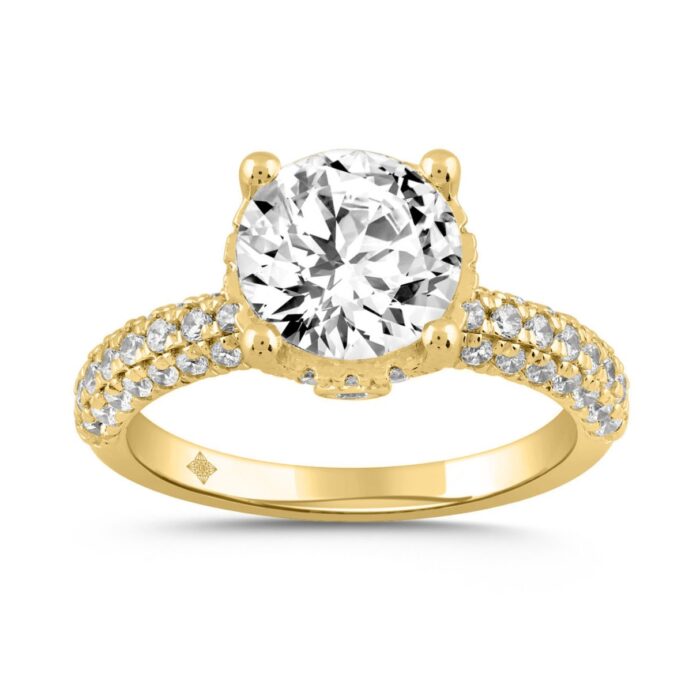 20909592_EC-112418Y-1214x1214.jpg LADIES RING 2 3/4CT ROUND DIAMOND 14K YELLOW GOLD (CENTER STONE ROUND DIAMOND 2CT ) - Image 1