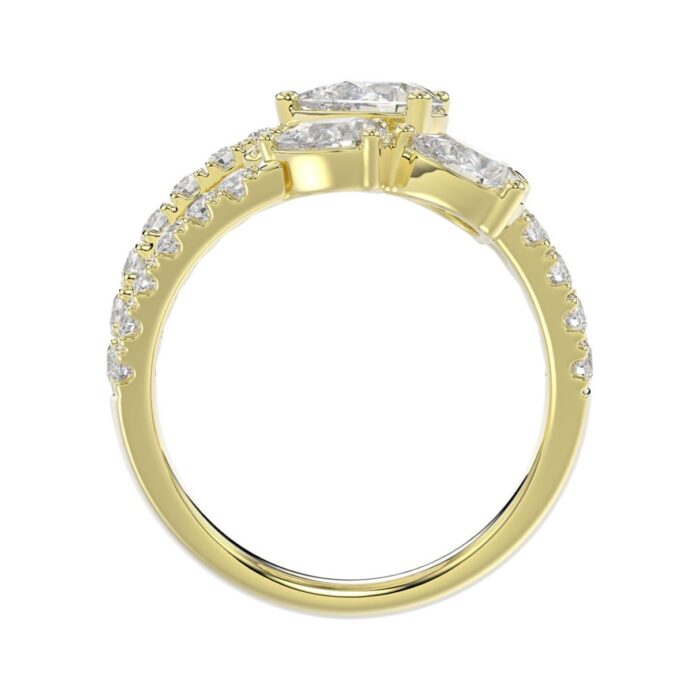 LADIES RING 2 1/2CT ROUND/PEAR DIAMOND 14K YELLOW GOLD - Image 3