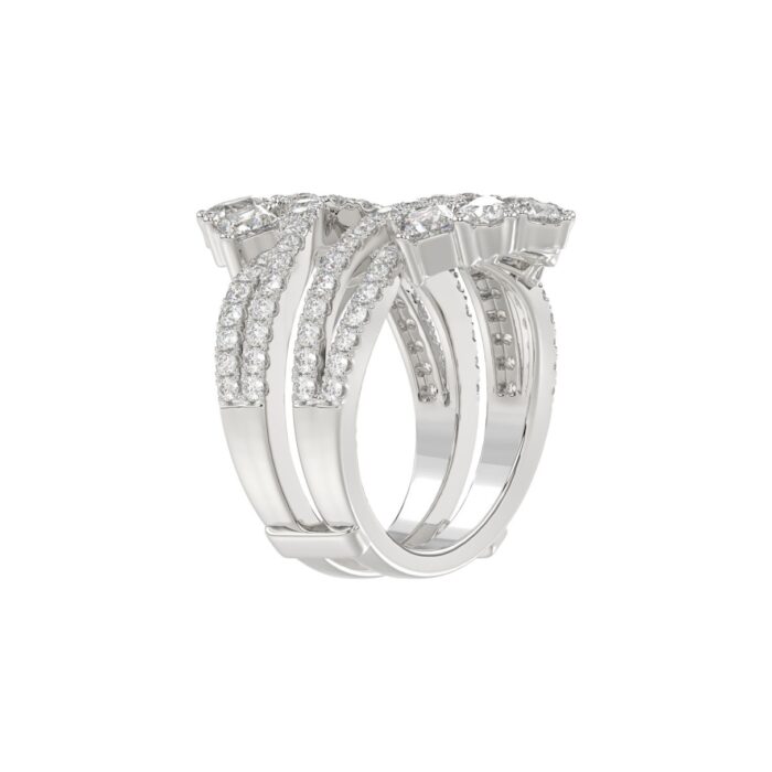 LADIES WRAP RING 2 1/2CT ROUND/PRINCESS/PEAR DIAMOND 14K WHITE GOLD - Image 3