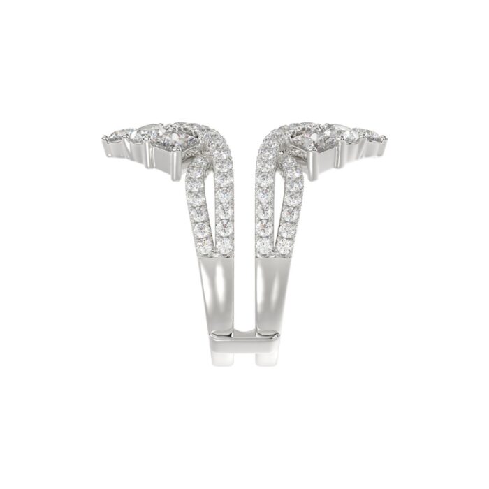 LADIES WRAP RING 2 1/2CT ROUND/PRINCESS/PEAR DIAMOND 14K WHITE GOLD - Image 4