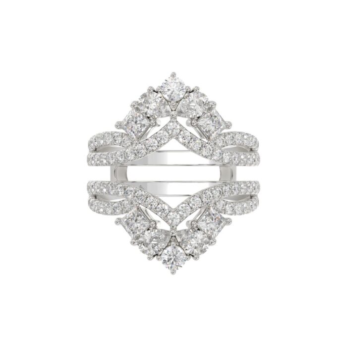 LADIES WRAP RING 2 1/2CT ROUND/PRINCESS/PEAR DIAMOND 14K WHITE GOLD - Image 5