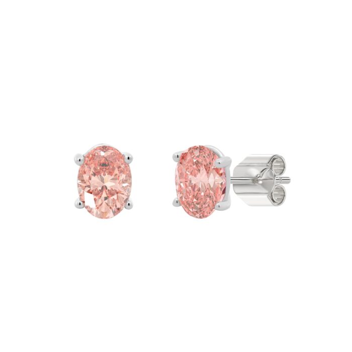 ETERNAL BLUSH COLLECTION 14K WHITE GOLD 2.00CT OVAL PINK DIAMOND LADIES EARRINGS - Image 3