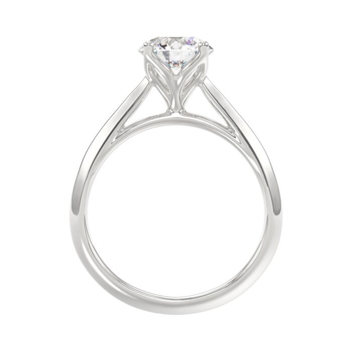 LADIES SOLITAIRE RING 1 1/2CT ROUND DIAMOND 14K WHITE GOLD - Image 2