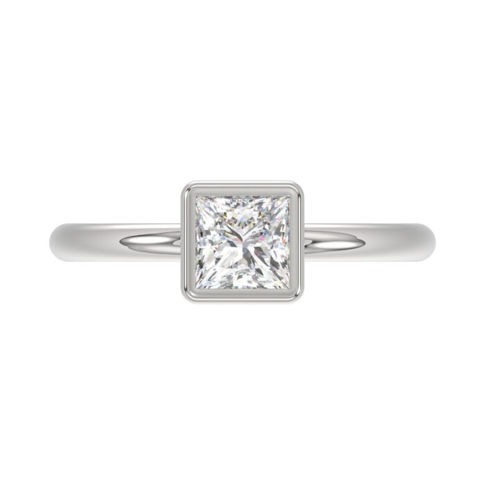LADIES SOLITAIRE RING 1CT PRINCESS DIAMOND 14K WHITE GOLD (CENTER STONE PRINCESS DIAMOND 1CT ) - Image 5