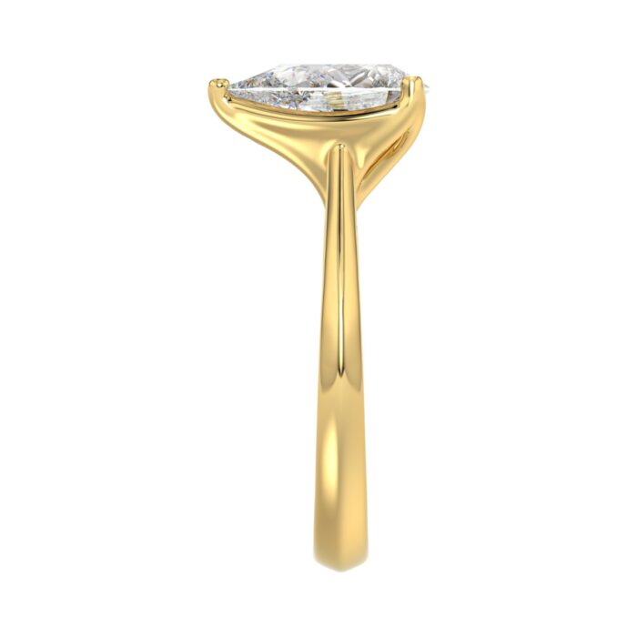 LADIES SOLITAIRE RING 3CT PEAR DIAMOND 14K YELLOW GOLD - Image 4