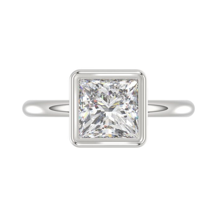 LADIES SOLITAIRE RING 3CT PRINCESS DIAMOND 14K WHITE GOLD (CENTER STONE PRINCESS DIAMOND 3CT ) - Image 5