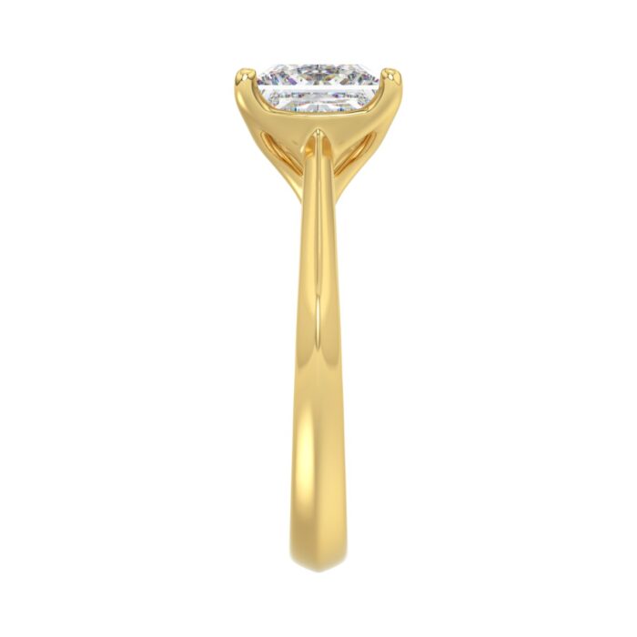 LADIES SOLITAIRE RING 3CT PRINCESS DIAMOND 14K YELLOW GOLD - Image 4