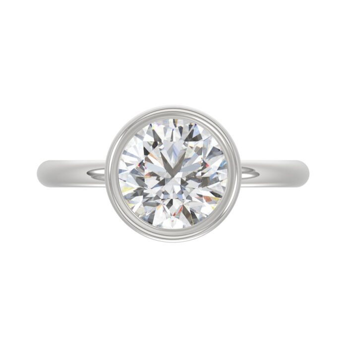 LADIES SOLITAIRE RING 3CT ROUND DIAMOND 14K WHITE GOLD (CENTER STONE ROUND DIAMOND 3CT ) - Image 5