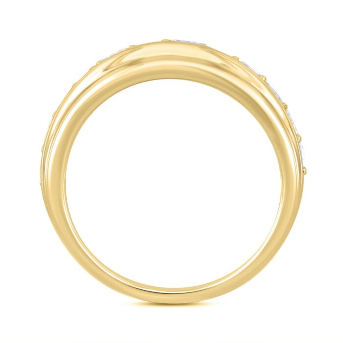 MEN'S BAND 3CT EMERALD DIAMOND 14K YELLOW GOLD - Image 2