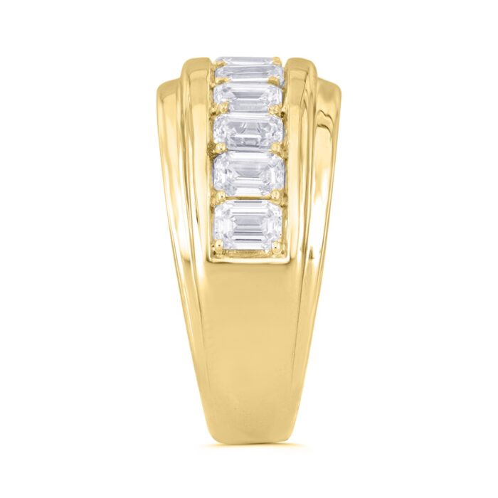 MEN'S BAND 3CT EMERALD DIAMOND 14K YELLOW GOLD - Image 3