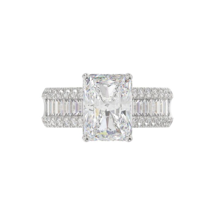 14K WHITE GOD 1 1/4CT ROUND/BAGUETTE/RADIANT DIAMOND SEMI MOUNT LADIES RING (CENTER STONE RADIANT DIAMOND 4.00CT) - Image 5