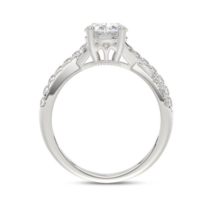 LADIES RING 2CT ROUND/OVAL DIAMOND 14K WHITE GOLD (CENTER STONE OVAL DIAMOND 1 1/2CT ) - Image 2