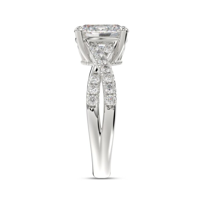 LADIES RING 2CT ROUND/OVAL DIAMOND 14K WHITE GOLD (CENTER STONE OVAL DIAMOND 1 1/2CT ) - Image 3